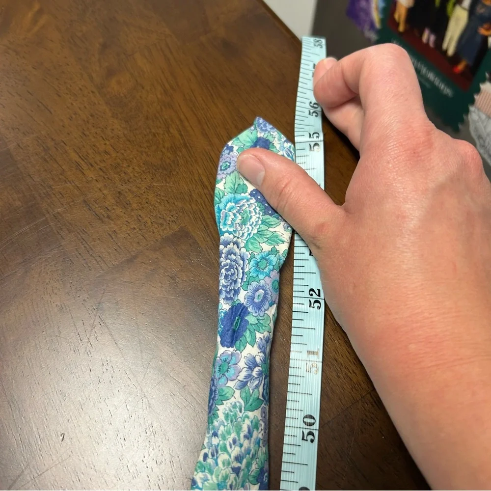 Liberty of London 100% Cotton Elysian Print Turquoise Blue Green Floral Neck Tie